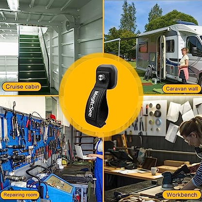 2 Pack Heavy Duty Magnetic Hook Straps for Extension Cords (Black-8:2 Pcs)