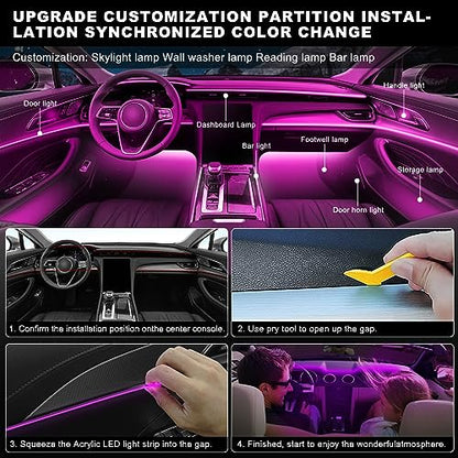 Acrylic Interior Car LED Strip Light with Wireless APP (RGB Color 14 in 1)