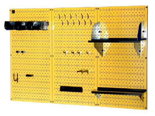 4 ft Metal Pegboard Standard Tool Storage Kit with Yellow Toolboard and Black Accessories (Yellow)