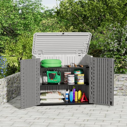Outdoor Storage Shed Diamond Texture 4x3FT Horizontal Shed (White & Grey-26 Cu ft)