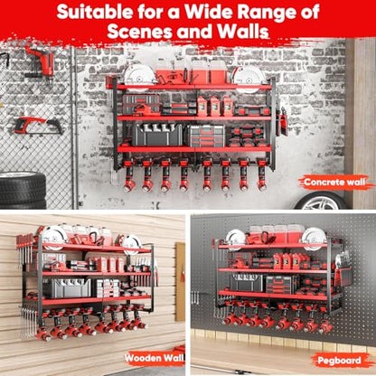 Upgrade Large power tool organizer Wall Mount (Red)