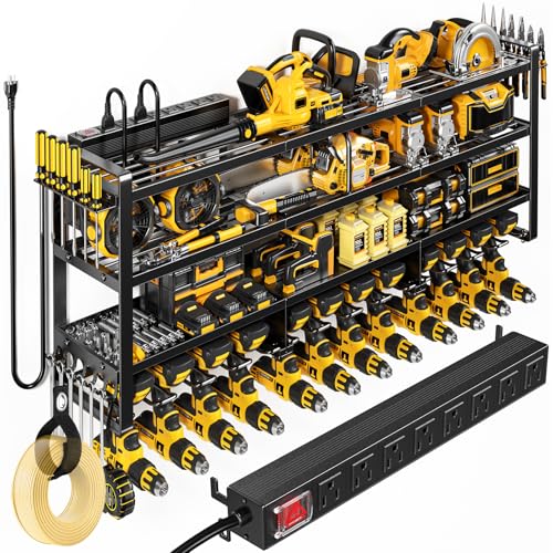 Power Tool Organizer Wall Mount with Charging Station (Black / 49" W)