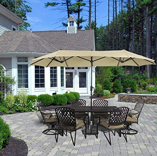 13ft Double Sided Twin Outdoor Patio Umbrella Market Umbrella (Beige)