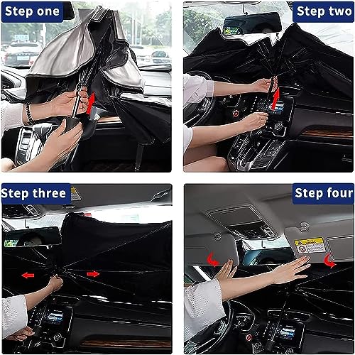 Foldable Car Windshield Sun Shade Umbrella Fit Sedan SUV Pickup Truck Most Vehicles Car Window Shades Front Windshield Sunshade