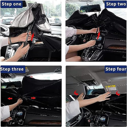 Foldable Car Windshield Sun Shade Umbrella Fit Sedan SUV Pickup Truck Most Vehicles Car Window Shades Front Windshield Sunshade