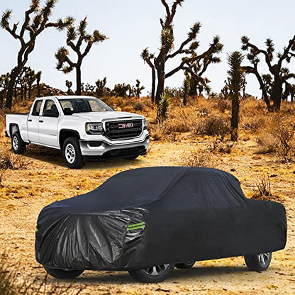 Waterproof Pickup Truck Cover All Weather (Truck M up to 210", Max Cab Length 150" / black)