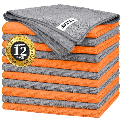 Microfiber Cleaning Cloth (12pk / Grey&orange)