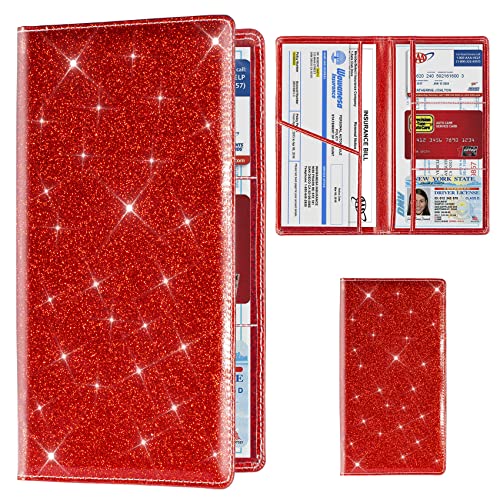 Car Registration & Insurance Card Holder (Glitter Red)