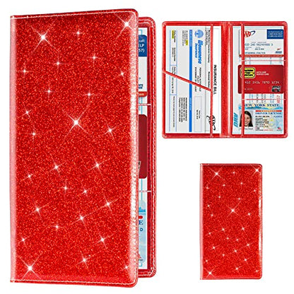 Car Registration & Insurance Card Holder (Glitter Red)