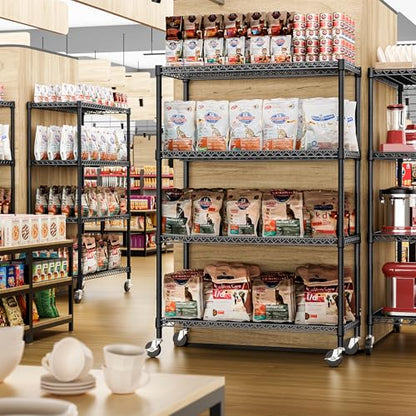 Garage Shelving Wide Storage Shelves 4 Tier Metal Shelves 3200 LBS Heavy Duty Adjustable Utility Shelf Rack Black 23.6" D x 53.1" W x 73.6" H (4 Tier, 23.6" D x 53.1" W x 73.6" H / Black)