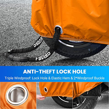 Motorcycle Cover Waterproof Outdoor Motorcycle Cover Heavy Duty (Orange / 86.6")