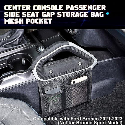 Car Interior Center Console Side Passenger Seat Gap Pocket Organizer Grab Handle Mesh Storage Bag Accessories