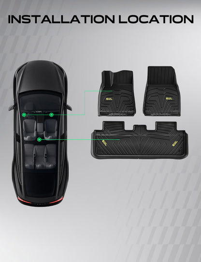 Automotive Floor Mats for Tesla Model Y 2020 (Black / 3-Piece Set)
