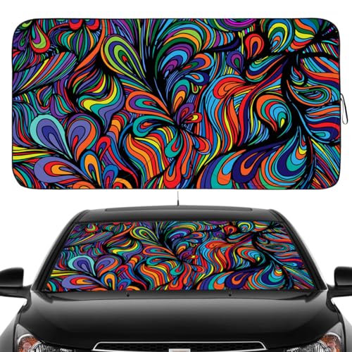 Windshield Sun Shade for Car Front Window Cover Sunshades Visor Automotive Sun Shield for Full (Abstract / Large)