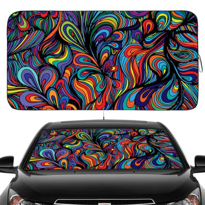 Windshield Sun Shade for Car Front Window Cover Sunshades Visor Automotive Sun Shield for Full (Abstract / Large)