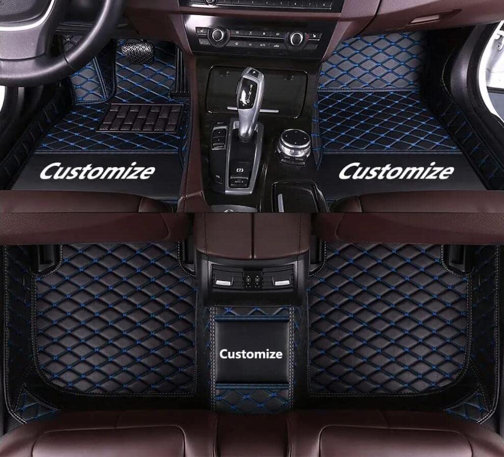 Custom All Weather Protection Leather Car Floor Mats for Cars Sedan SUV Sports Car Waterproof Floor Mat (Black Blue)