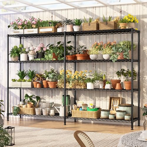 4 Tier Heavy Duty Wire Shelving (Black-15.8"Dx69.8"Wx62.9"H-4 Tier)