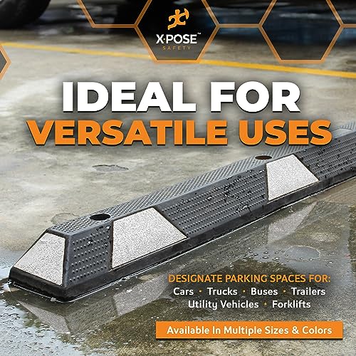 48" Heavy Duty Rubber Parking Stopper (White Parking Stoppers / 48 Inch)