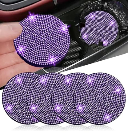 4pcs Bling Car Cup Holder Coaster (Purple Violet / 4pcs)