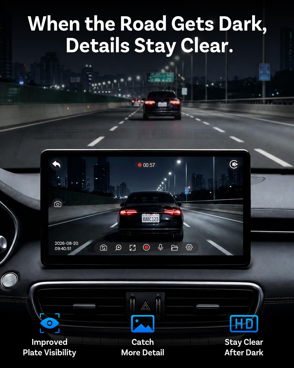 OttoSafe Dash Cam Front and Rear with Wireless CarPlay Adapter