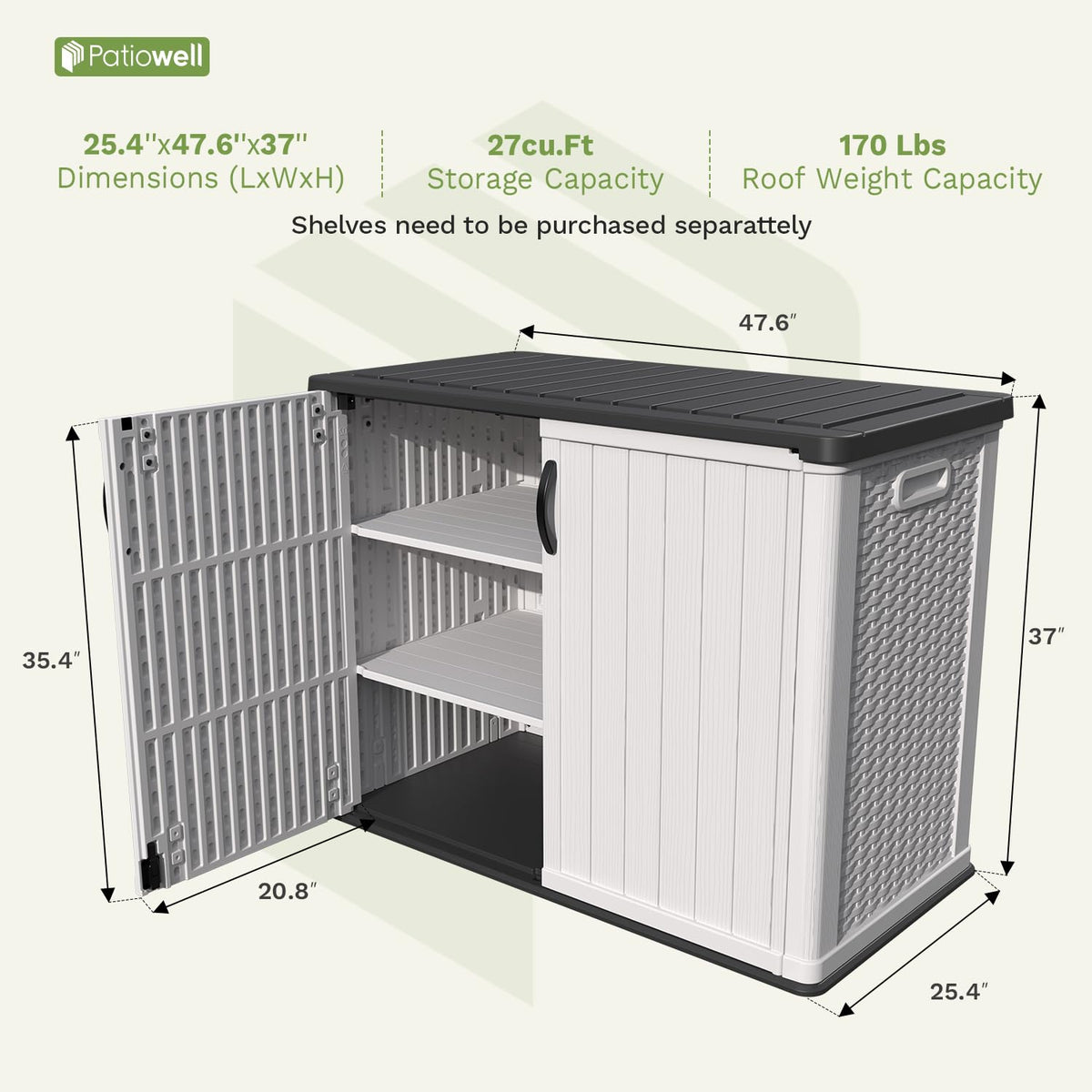 26 Cu.ft Plastic Outdoor Storage Cabinet (White / 26 Cu FT Cabinet)