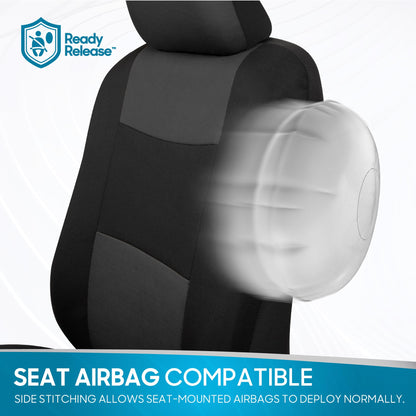 PolyPro Car Seat Covers Full Set in Charcoal on Black (Charcoal Gray)