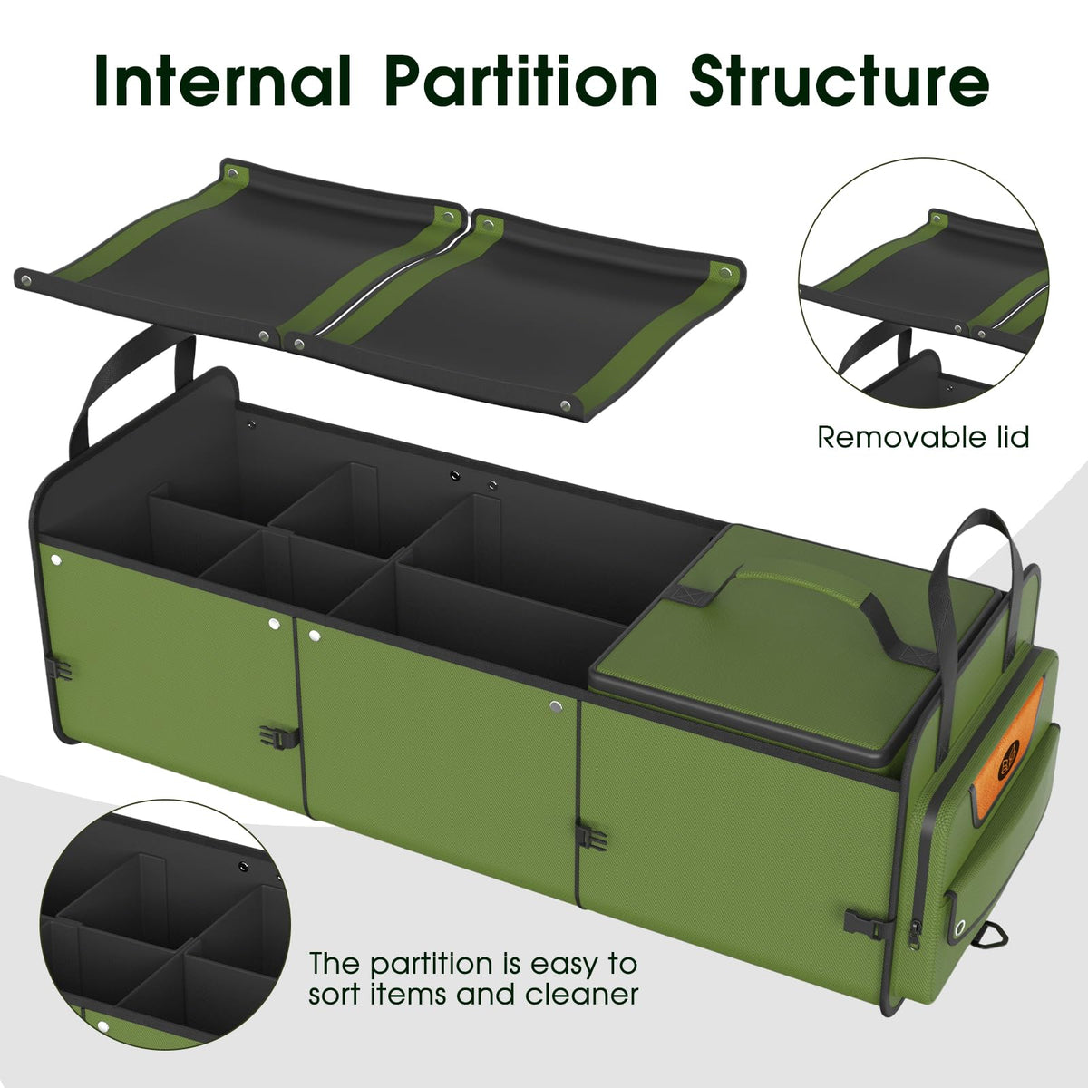 Car Trunk Organizer for SUV (Oversize / GREEN)