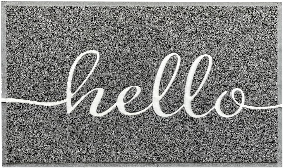 Door Mat Outside Inside Hello Doormat (3' x 2' / Grey Hello)