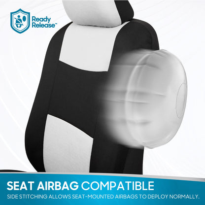 PolyPro Car Seat Covers Full Set in White on Black (White)