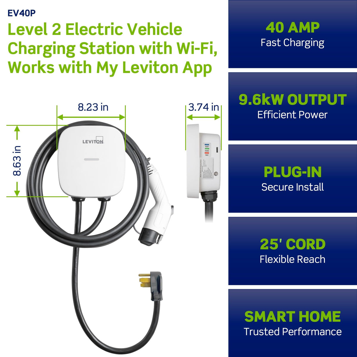 Level 2 Smart EV Charger with Wi (Smart Home 40A)