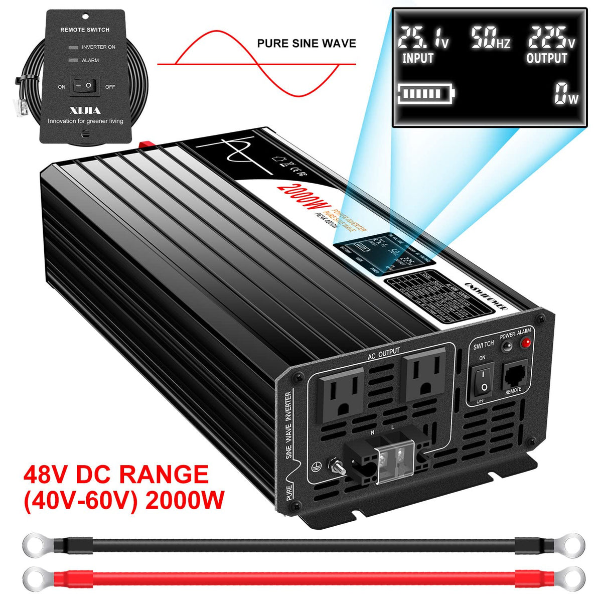 2000W Pure Sine Wave Inverter (DC48V (Range 40V-60V) 2000W)
