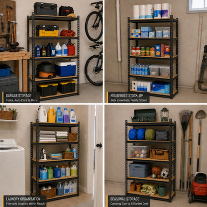 2400 Lbs Garage Shelving for Basement (Black)