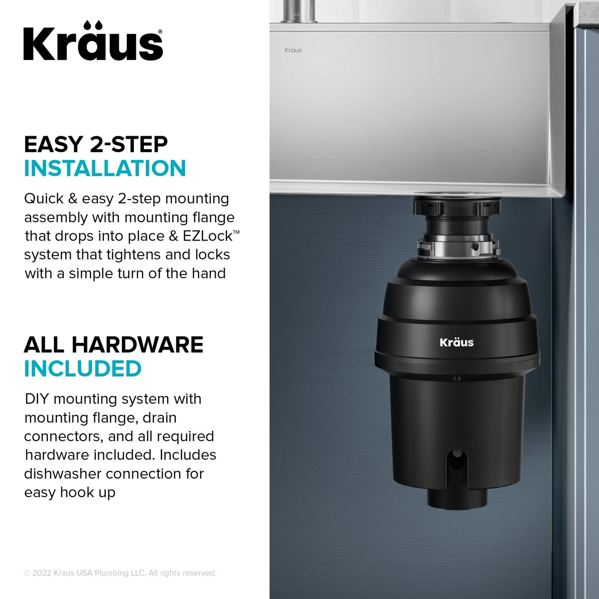 Kore Workstation 30 (Stainless Steel / 30 Inch / Sink and Garbage Disposal 1HP)