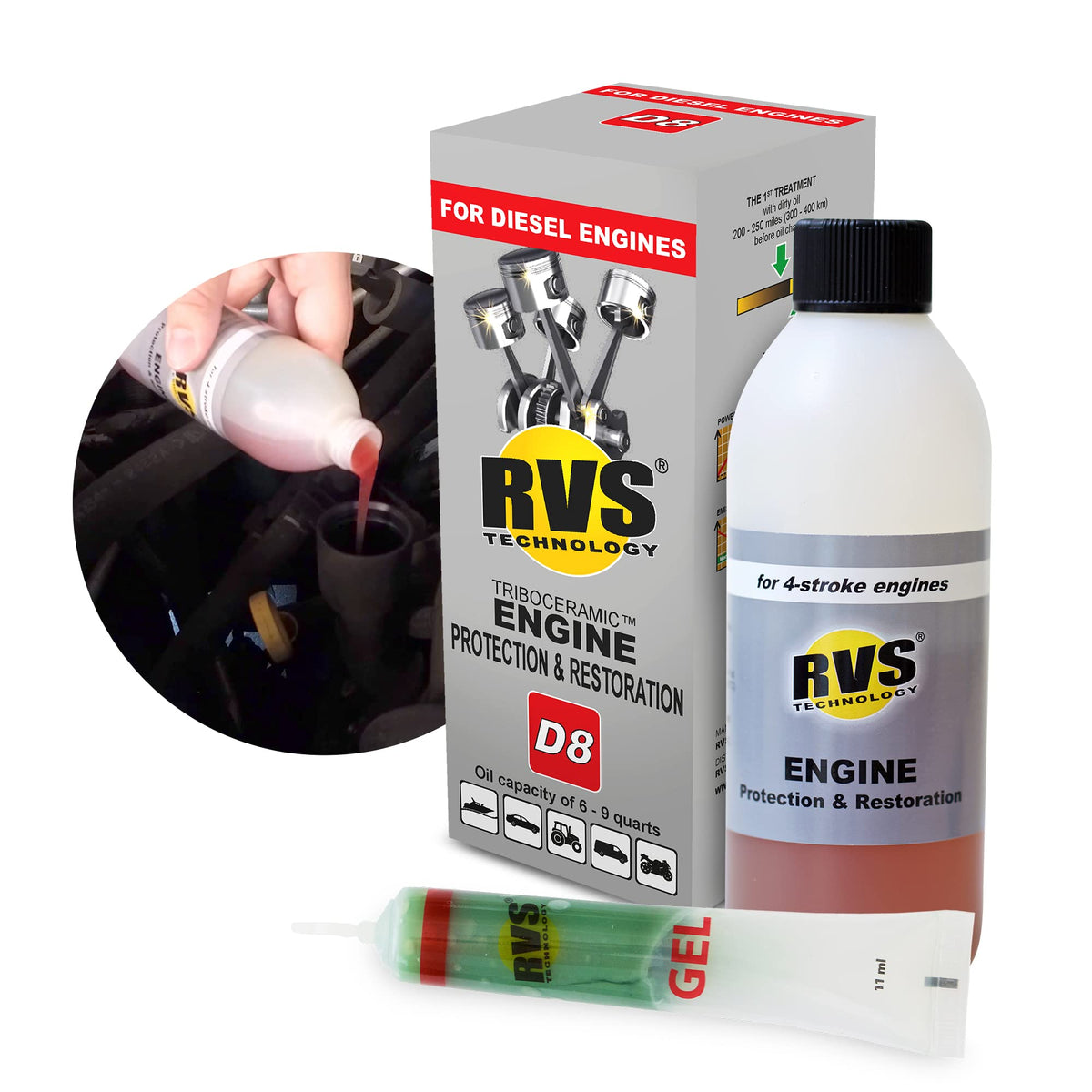 D8 engine oil treatment