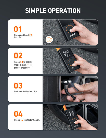 L7 Tire Inflator Portable Air Compressor Cordless (Orange)