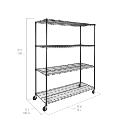 UltraDurable 4 (Black / 4-Tier Shelving, 60" W x 24" D)