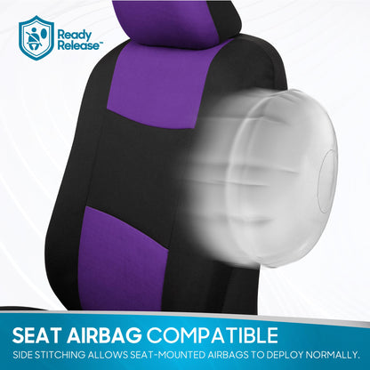 PolyPro Car Seat Covers Full Set in Purple on Black (Purple)