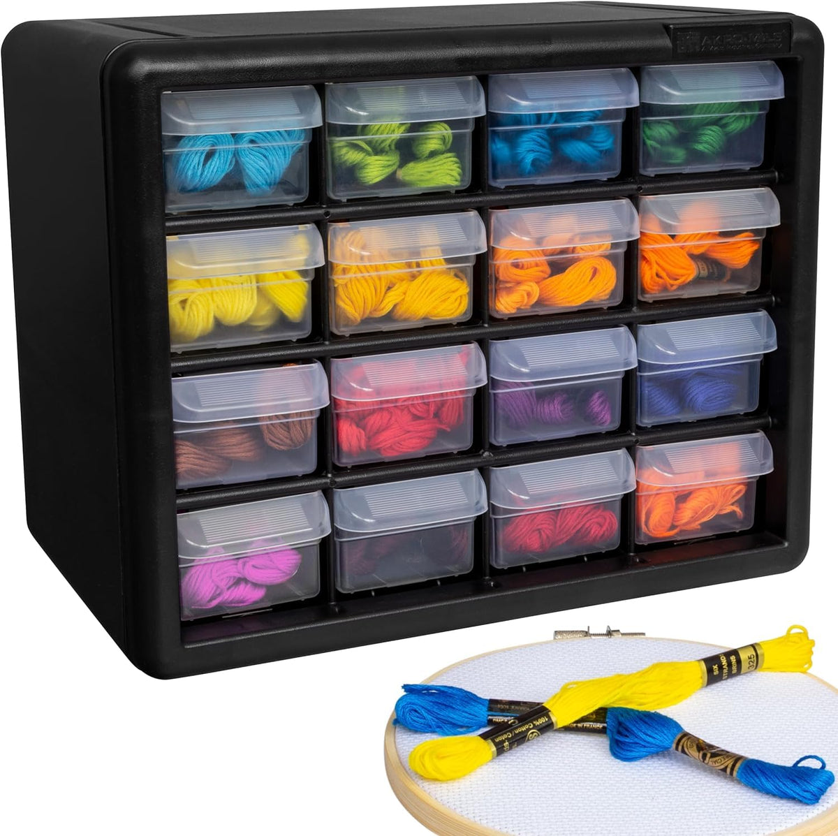 16 Drawer Plastic Storage Cabinet (Black / 16 Drawer / 1 Pack)
