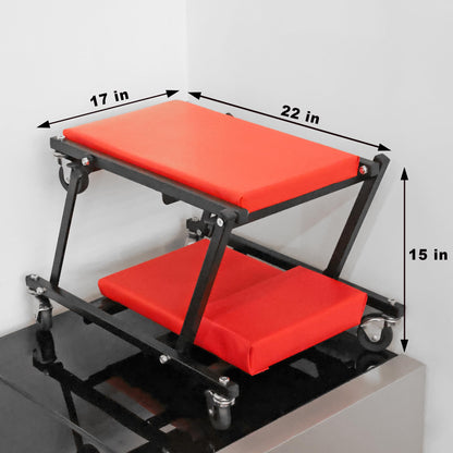 36" Rolling Foldable Automotive Creeper (Red Foldable Creeper)