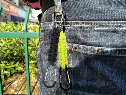 Carabiner Keychain Hook with Paracord Strap (1 Black 1 Green)