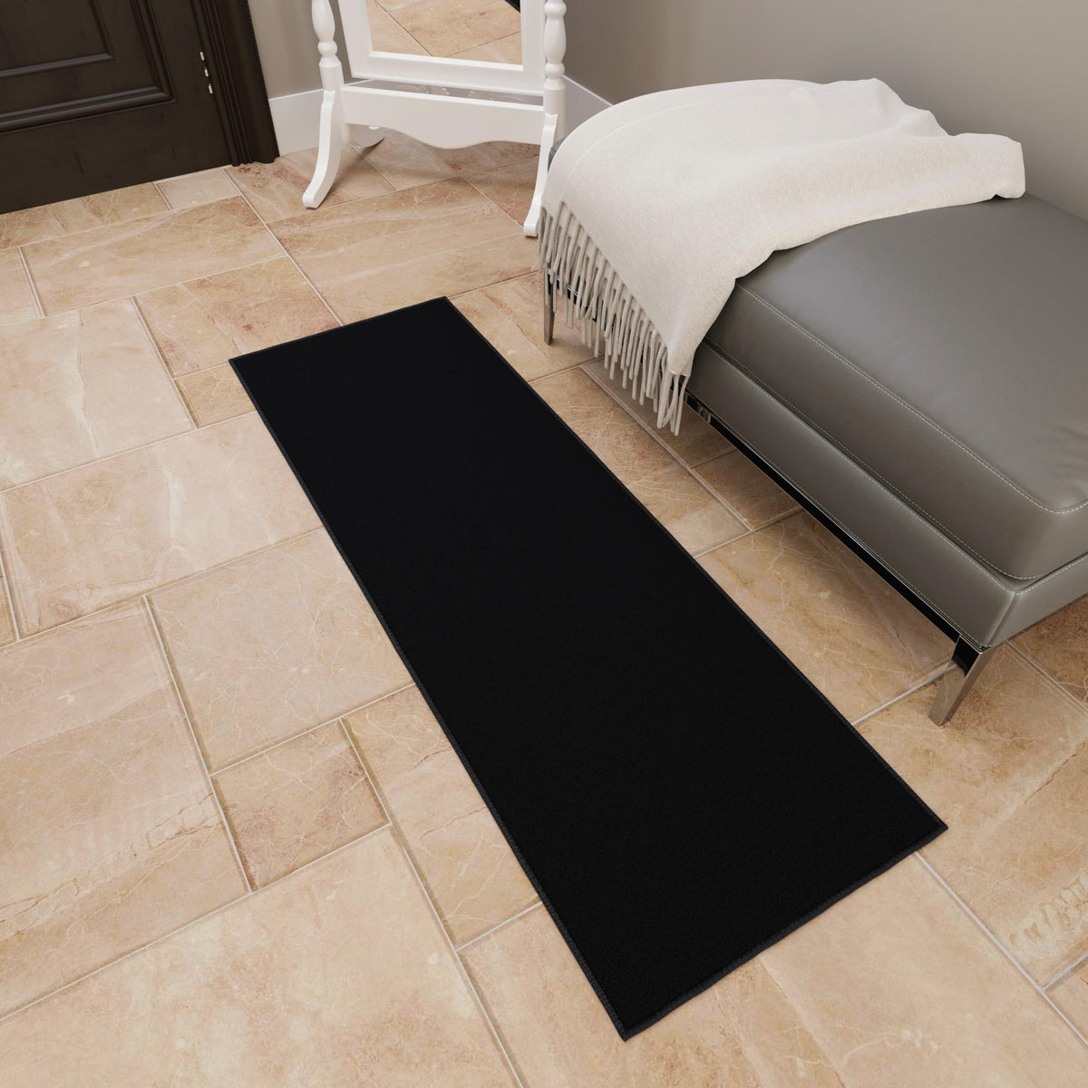 2x5 Kitchen Rug Runner (Solid Black)