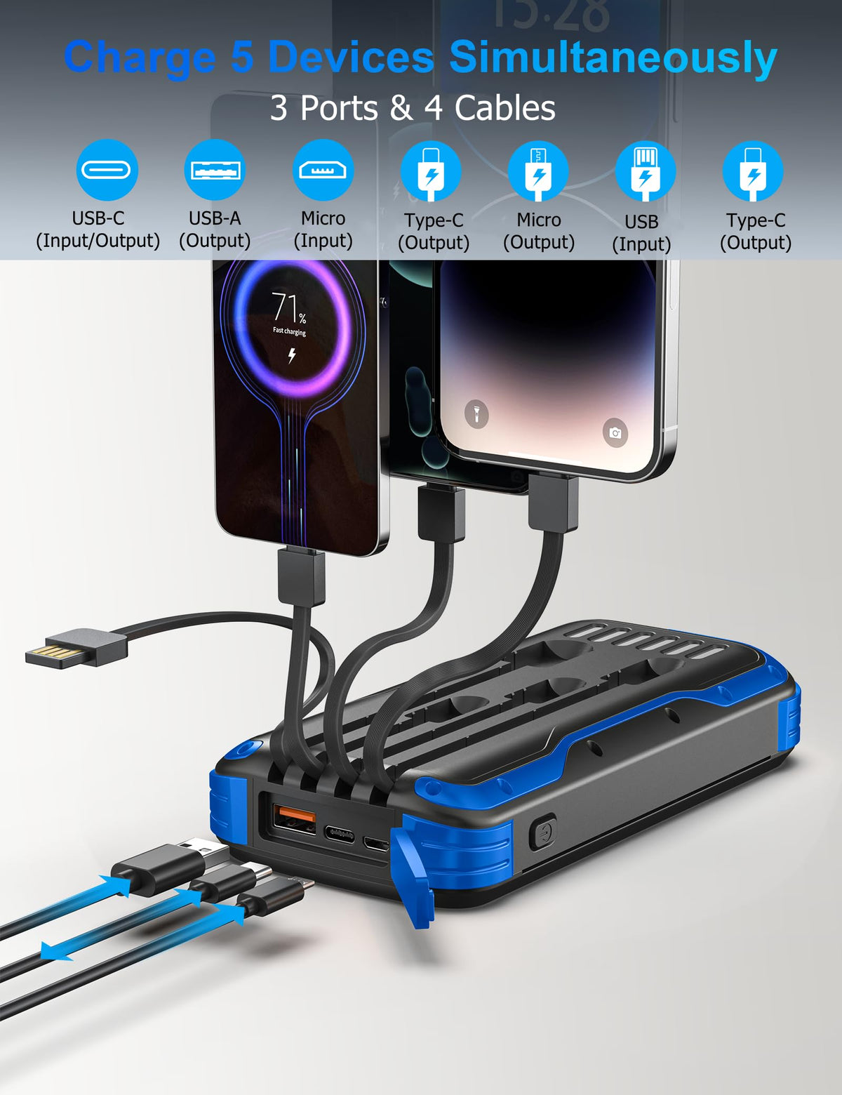 Solar Power Bank 40000mAh (Blue)