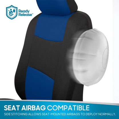 PolyPro Car Seat Covers Full Set in Blue on Black (Blue)