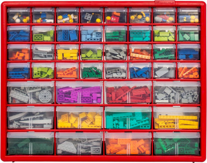 44 Drawer Plastic Storage Cabinet (Red / 44 Drawer / 1 Pack)
