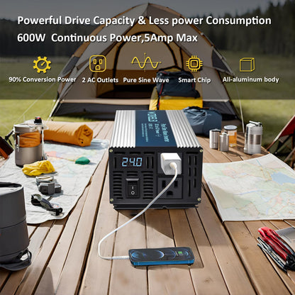 800W Pure Sine Wave Inverter 12V DC to 110V 120V AC Power Converter with LED Display