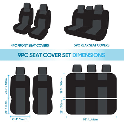 PolyPro Car Seat Covers Full Set in Reverse Charcoal (Reverse Charcoal)