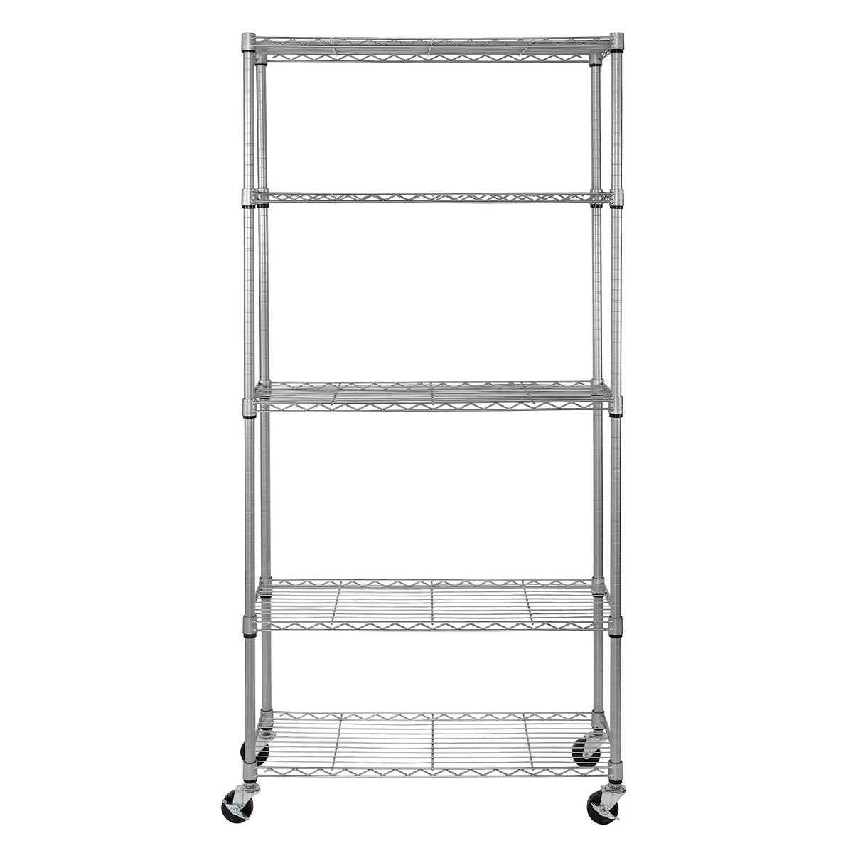 5-Tier NSF-Certified Steel Wire Shelving, 36"W x 14"D x 75.5"H, Silver (Silver / 5-Tier Shelving, 36" W x 14" D)