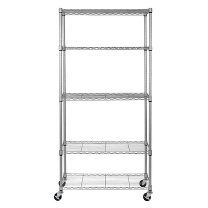 5-Tier NSF-Certified Steel Wire Shelving, 36"W x 14"D x 75.5"H, Silver (Silver / 5-Tier Shelving, 36" W x 14" D)