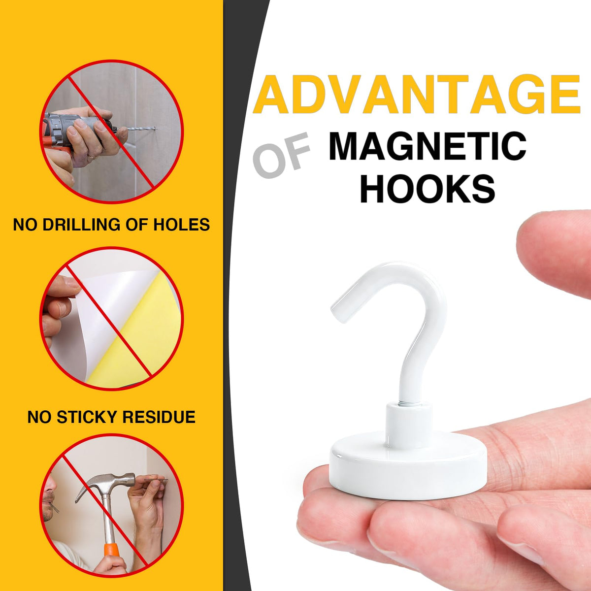 Magnetic Hooks 20pcs 85lbs Cruise Essentials 2026 Magnet Hook White (White / 0.98in)