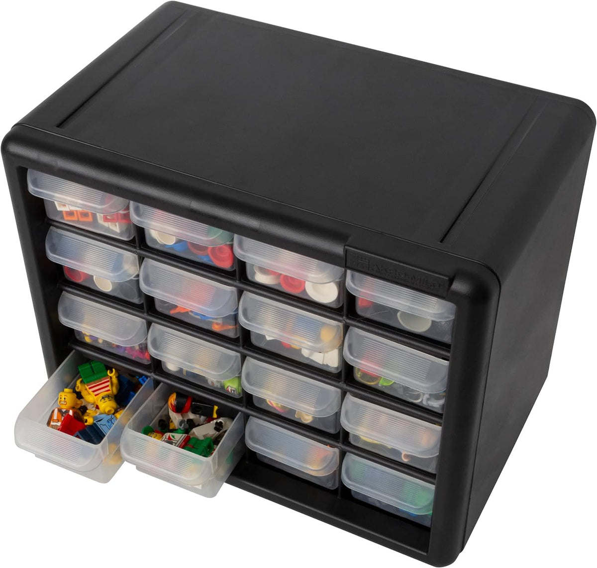 16 Drawer Plastic Storage Cabinet (Black / 16 Drawer / 1 Pack)